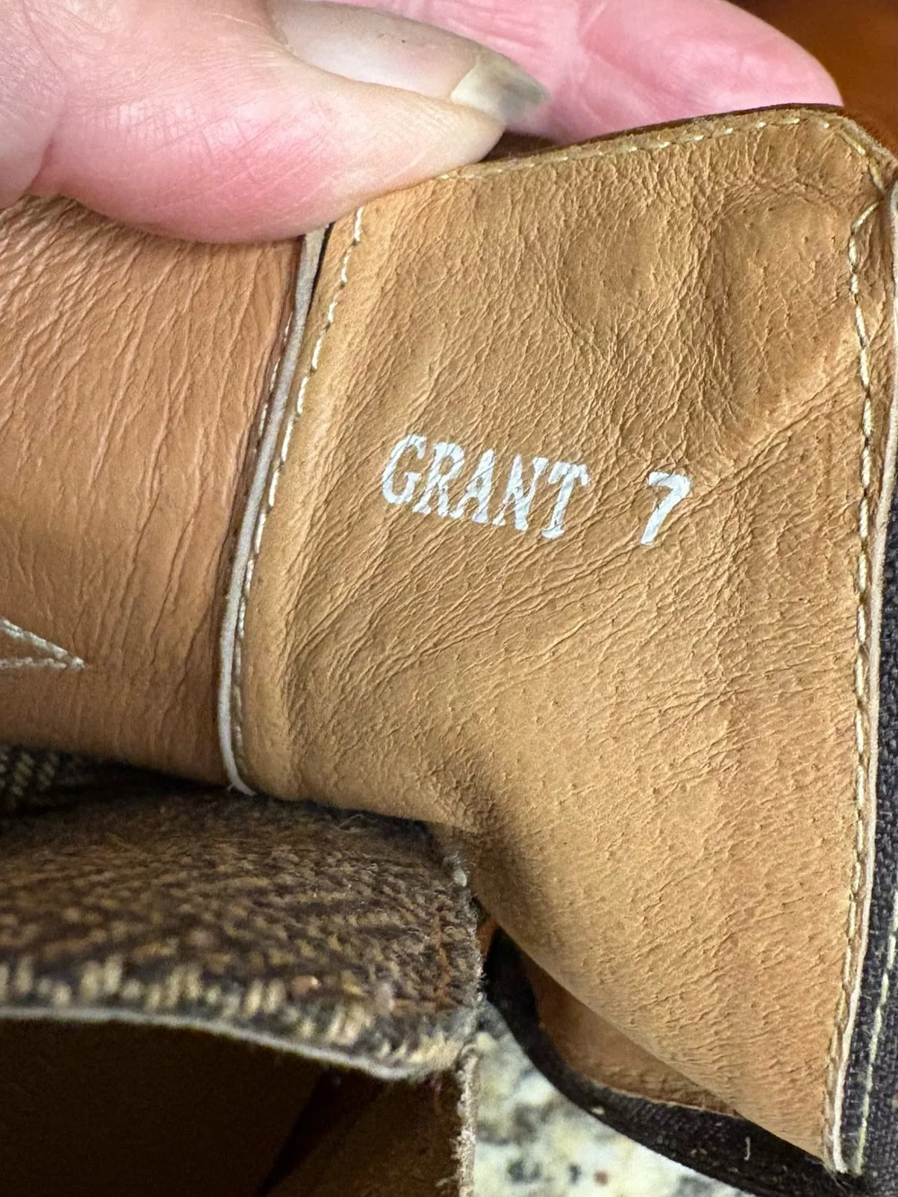 Men's Leather Ankle Boots in Cognac with Herringbone Panel